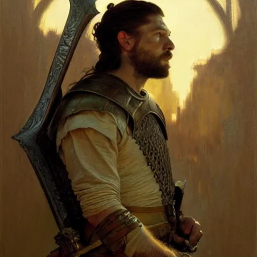 Image similar to attractive man, game of thrones, painting by gaston bussiere, craig mullins, greg rutkowski, alphonse mucha