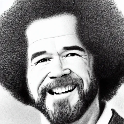 Image similar to bob ross drawing bob ross while looking at bob ross, beautiful, realistic, 8 k