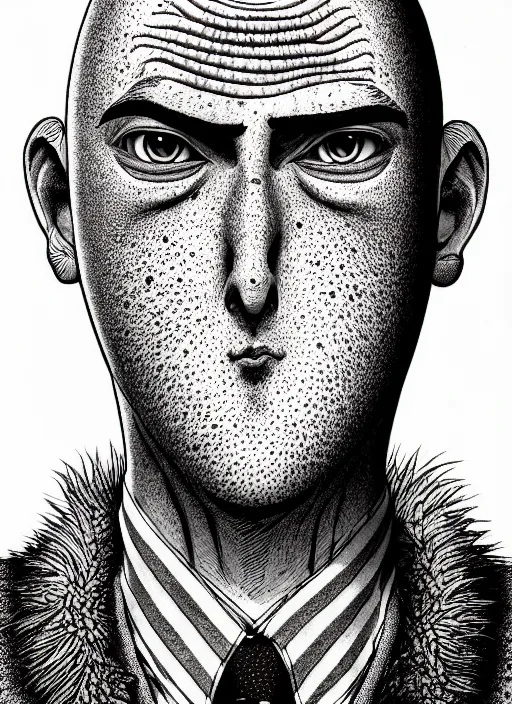 Prompt: portrait of gru, freckles, intricate, highly detailed, illustration, art by junji ito, junji ito