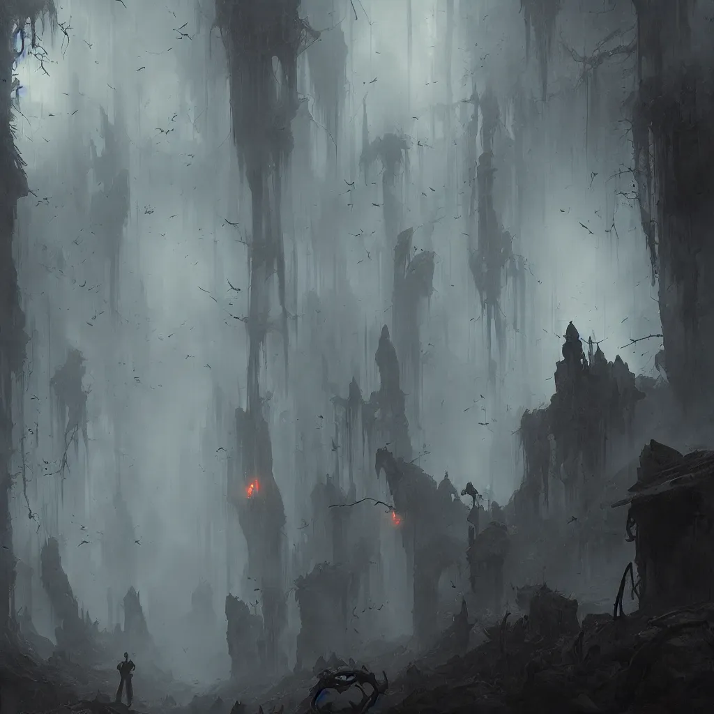 Prompt: devil, scary, magical area, foggy area, by greg rutkowski, sharp focus