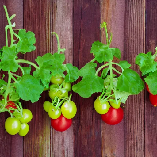 Prompt: hamburgers growing on a vine like tomatoes, but sprouting hamburgers