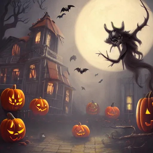 Image similar to Halloween in another dimension, artstation, concept art, digital art