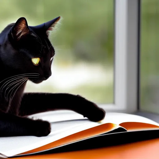 Prompt: a cat studying a heat transfer textbook