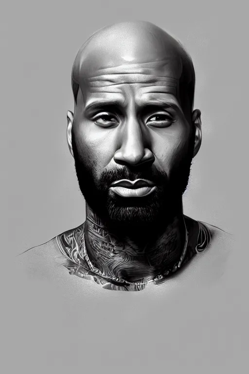 Prompt: joe budden, realistic portrait highly detailed, digital painting, artstation, concept art, smooth, sharp focus, illustration, cinematic lighting