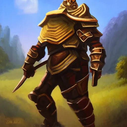 Image similar to an oil painting of a tortoise paladin