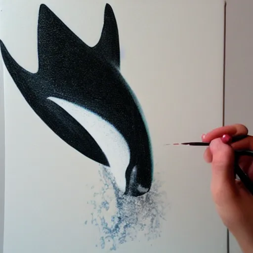 Image similar to a storm, shaped like an orca, on a stormy night, airbrush painting