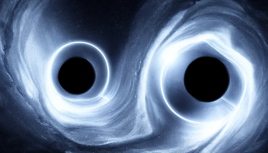 Image similar to an astronaut is falling inside a black hole and is bent into a vortex, volumetric lighting, interstellar, black hole light lensing, event horizon, digital art, wallpaper, 4 k