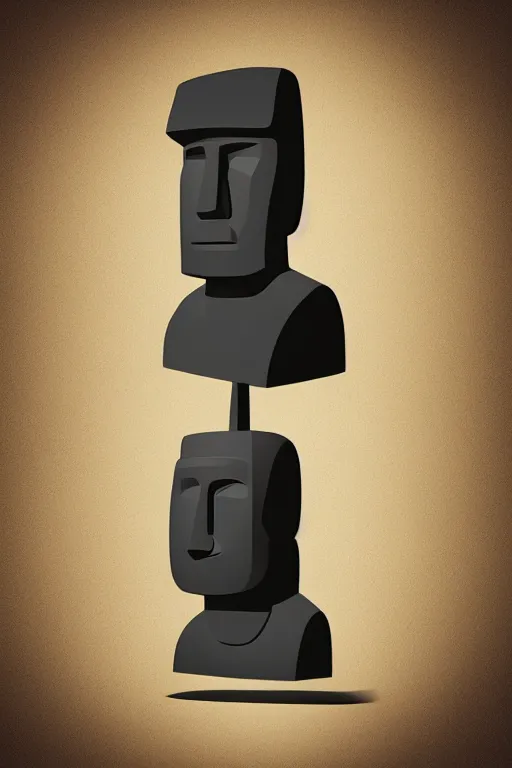 Prompt: abstract moai statue geometric cutout digital illustration cartoon colorful beeple