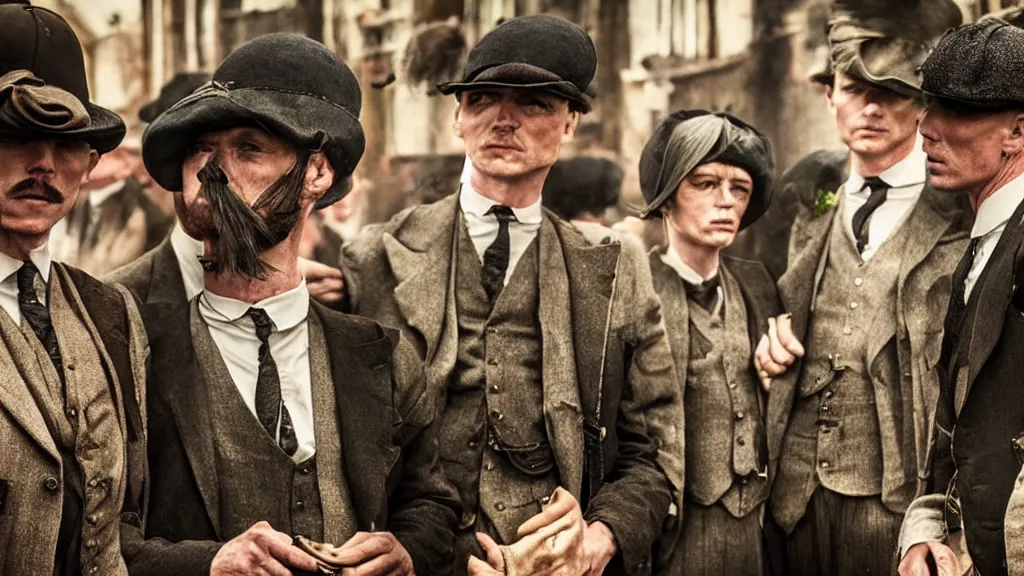 Image similar to the peaky blinders with shrimp heads