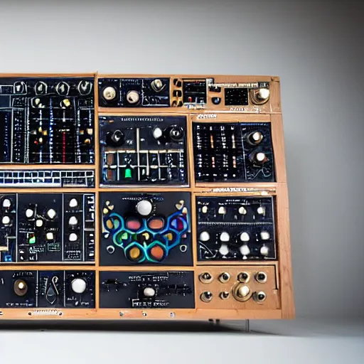 Image similar to a spaceship made out of modular synthesizers