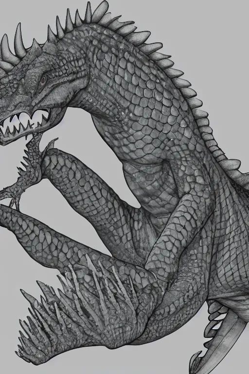 Image similar to lizardman, gray scales, anime, hd,