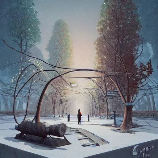 Image similar to Train station, artwork by Gediminas Pranckevicius,