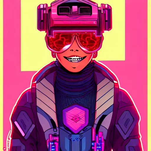 Image similar to portrait painting of cyberpunk chuu kpop cheerful smiling mercenary, sharp focus, award - winning, trending on artstation, masterpiece, highly detailed, intricate. art by josan gonzales and moebius and deathburger