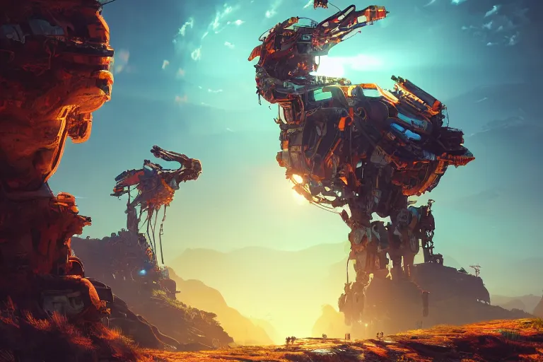 Prompt: rollerback machine mecanical creature robot of horizon forbidden west horizon zero dawn radiating a glowing aura global illumination ray tracing hdr fanart arstation by ian pesty and alena aenami artworks in 4 k