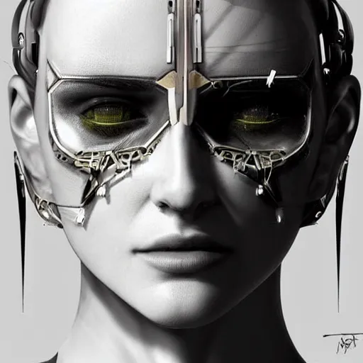 Prompt: a mechanized version of a beautiful woman, facial piercings, very symmetrical, highly detailed, by vitaly bulgarov, by joss nizzi, by ben procter, by steve jung, concept art, quintessa, metal gear solid, transformers cinematic universe, concept art world, pinterest, artstation, unreal engine