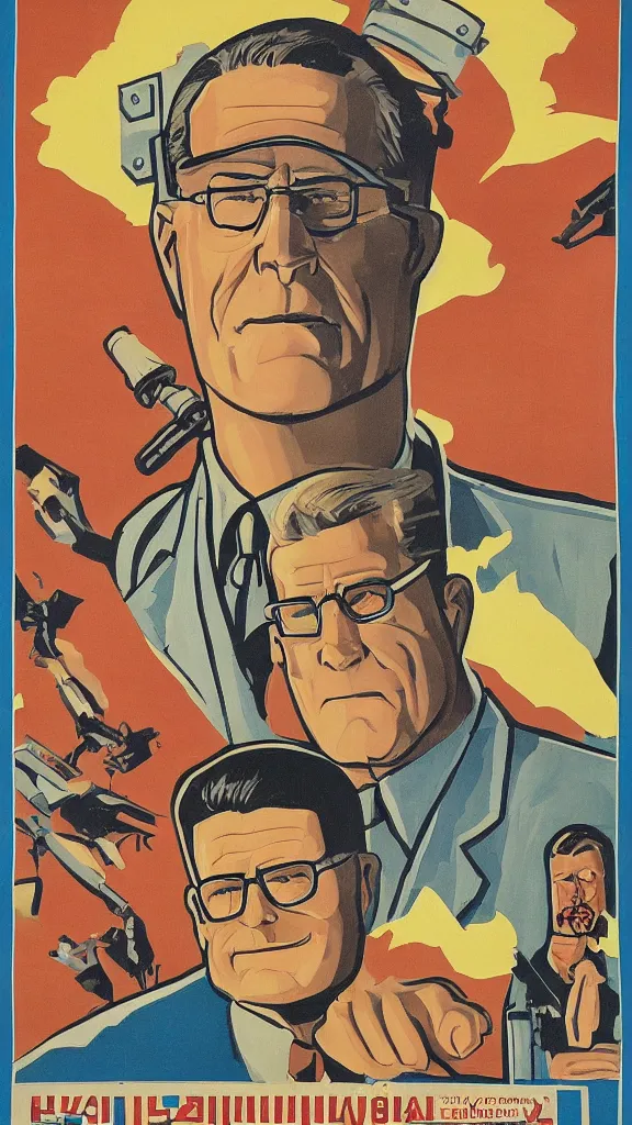 Image similar to Hank Hill, highly detailed Soviet propaganda poster, by Iraklij Toidze