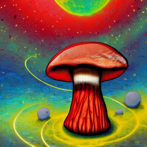 Prompt: Liminal space in outer space, mushroom