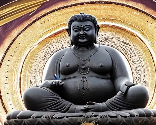 Image similar to jack black as a golden buddha statue