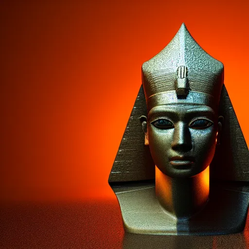 Prompt: 3 d render melted egyptian god head, sculpture, chrometype, liquid metal, neotribal, raytraced, volumetric lightning, 8 k by wlop, innate studio h - 1 0 0 0 w - 1 0 0 0