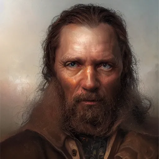 Image similar to portrait of a latvian man ( 4 0 ) from latvia in 2 0 2 1, an oil painting by ross tran and thomas kincade