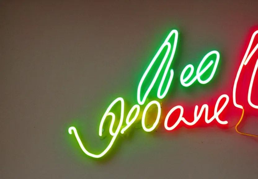 Prompt: a neon sign that says