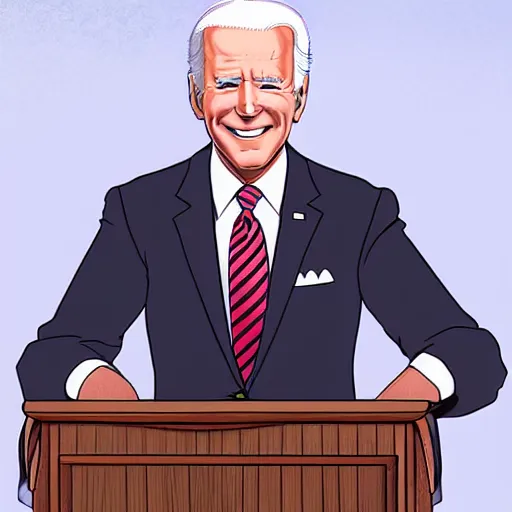 Image similar to joe biden as anime girl anime style, high detail, anatomically correct,