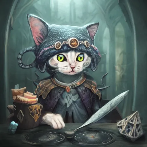 Prompt: Anthropomorphized cat witch brewing potion, evil smile, witch Hut, witch hat, dark fantasy, magic the gathering artwork, D&D, fantasy, cinematic lighting, centered, symmetrical, highly detailed, digital painting, artstation, concept art, smooth, sharp focus, illustration, volumetric lighting, epic Composition, 8k, art by Akihiko Yoshida and Greg Rutkowski and Craig Mullins, heroic pose, oil painting, cgsociety