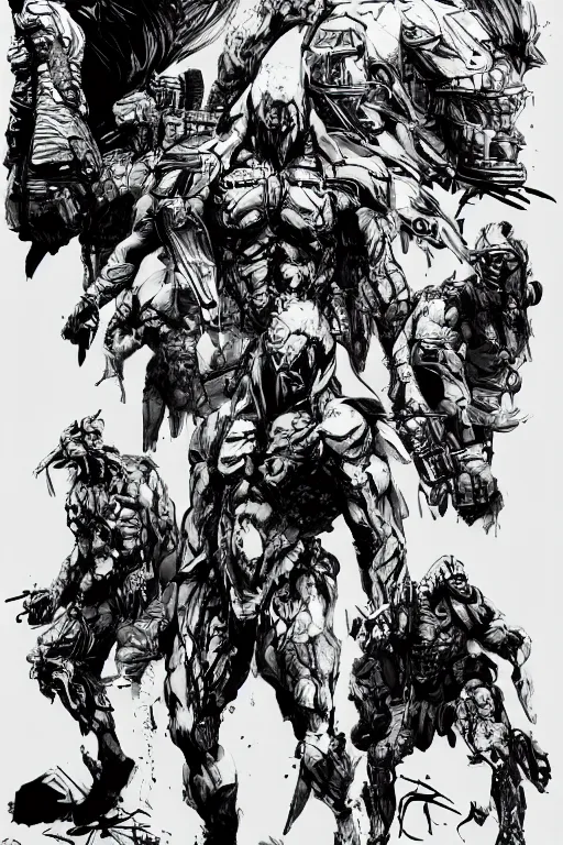 Image similar to predator concept art by yoji shinkawa, character concept sheet, white background, ink, trending on artstation, sharp focus, illustration, concept art, 8 k