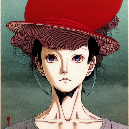 Image similar to prompt : mysterious portrait painted in miyazaki color style drawn by katsuhiro otomo and takato yamamoto, inspired by fables, china doll face, smooth face feature, intricate oil painting, high detail, sharp high detail, manga and anime 2 0 0 0