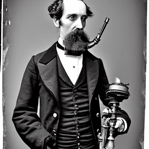 Image similar to Photo of a Victorian Gentleman with a Steampunk prosthetic