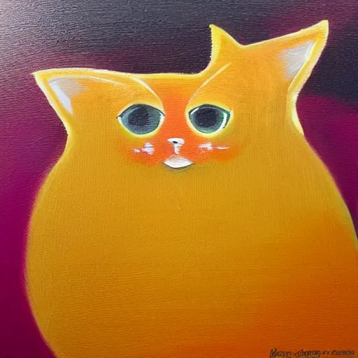 Image similar to katzuan manguan paka, painting of a cute fluffy orange green cat