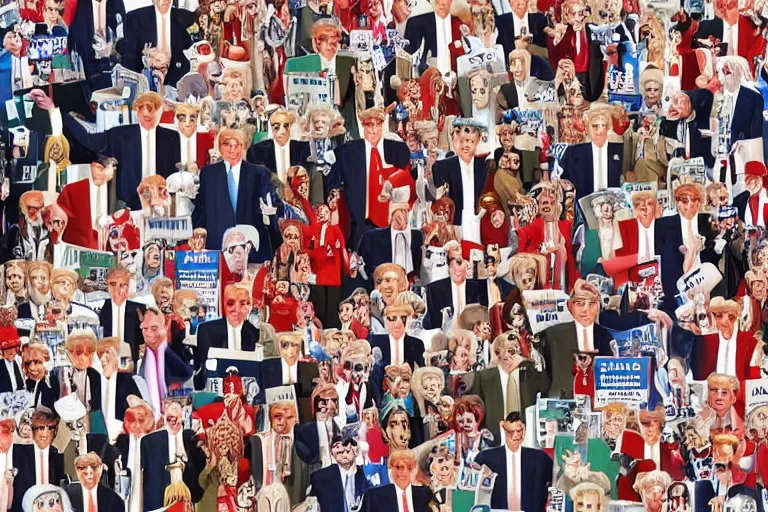 Prompt: donald trump in the white house, wimmelbilder, puzzle, where's waldo