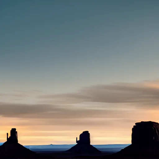 Image similar to photo of monument valley as the sun is setting, deep focus, highly detailled, 8 k uhd, award - winning photography, moody setting