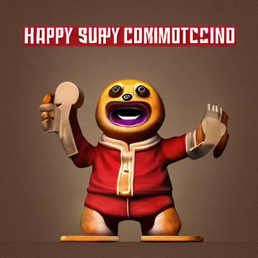 Image similar to happy communist spurdo sparde, highly detailed 3 d render, positive emotions, artstation, unreal engine