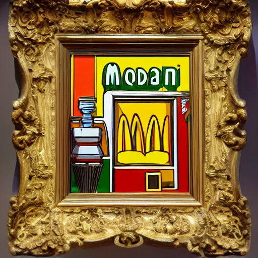 Image similar to High-quality painting of a McDonald's designed by Antoni Gaudi, very detailed, digital art.