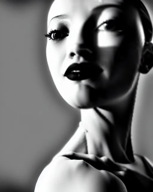 Image similar to black and white dreamy young beautiful female artificial intelligence, metropolis, cinematic, rim light, bokeh, photo - realistic, elegant, high detail, 8 k, masterpiece, photo taken in 1 9 3 0, inspired by cecil beaton