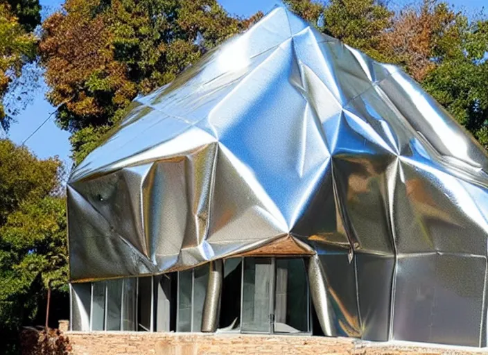 Image similar to house wrapped in foil