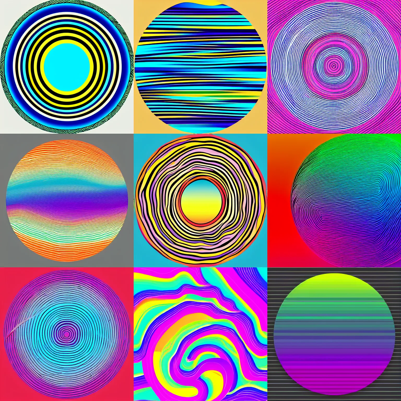 Prompt: abstract gradient circle surf waves, adobe illustrator