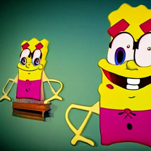 Image similar to handsome man, sponge bob style, big smile, vivid colors