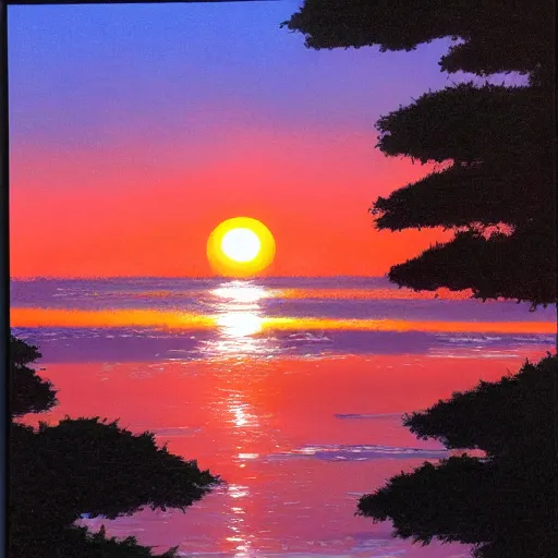 Image similar to sunset by hayao miyazaki