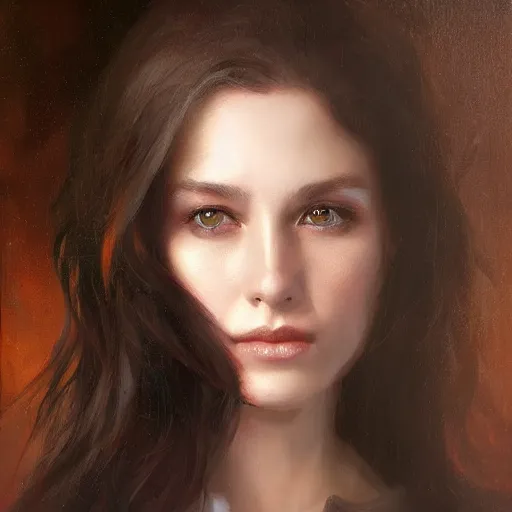 Prompt: portrait of a french woman ( 3 5 ) from france in 2 0 2 1, an oil painting by ross tran and thomas kincade