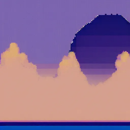 Prompt: an ocean and mountains on a hazy distant planet, extremely detailed, pixel art