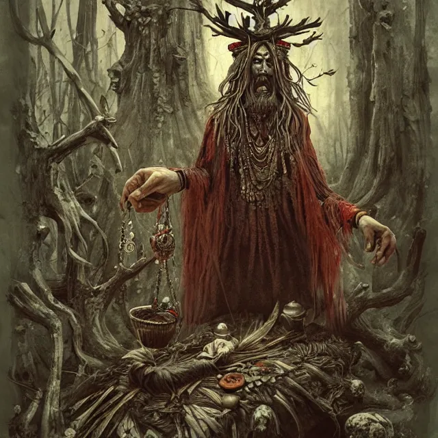 Image similar to baba yaga, slavic folk fairytale, story, fable, dramatic, fantasy art, an ultrafine detailed painting, academic art, ornate, inticate, elegant, sharp focus, artstation, by pavel korin, viktor vasnetsov