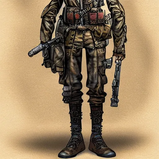 Image similar to digital art of a steampunk soldier