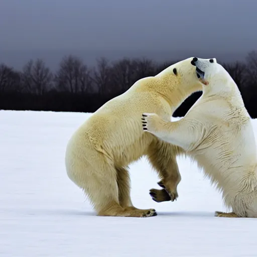 Image similar to A Polar Bear fighting an Male Lion