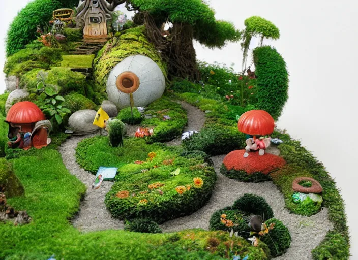 Prompt: studio ghibli fairy garden by Hayao Miyazaki