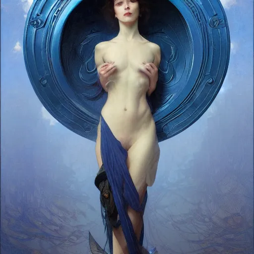 Image similar to cestacean blue, bald, intricate, elegant, highly detailed, digital painting, artstation, concept art, smooth, sharp focus, illustration, art by artgerm and greg rutkowski and alphonse mucha and william - adolphe bouguereau