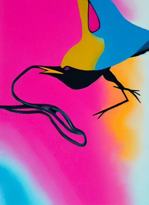 Image similar to a close up of a bird on a pink background, an airbrush painting by ronnie landfield, dribble, lyrical abstraction, airbrush art, ultrafine detail, matte background