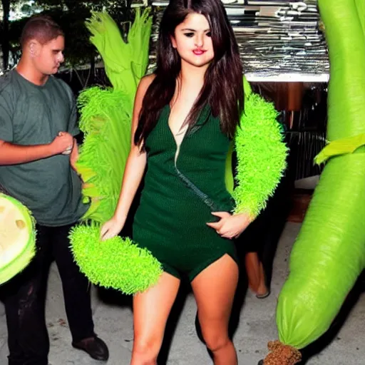 Image similar to selena gomez in celery costume