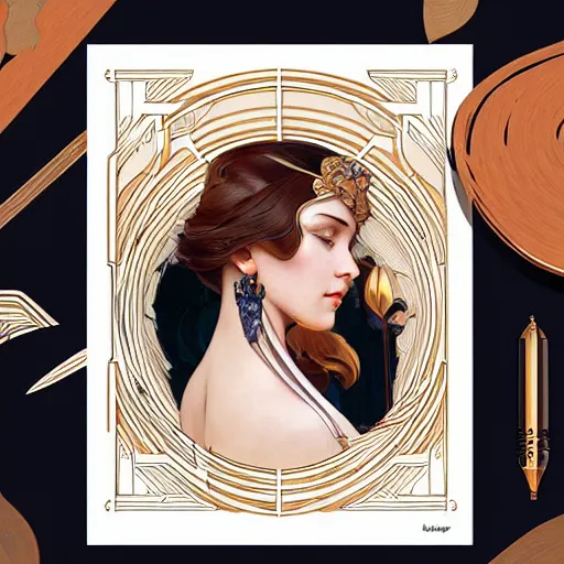 Image similar to art deco vector pattern, elegant, intricate, digital painting, smooth, sharp focus, illustration, art by artgerm and greg rutkowski and alphonse mucha